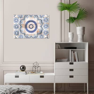 Wynwood Studio Abstract Mandala for Spring Blue and Bohemian & Eclectic Wall Art Canvas Print
