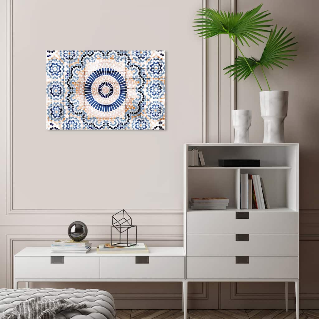Wynwood Studio Abstract Mandala for Spring Blue and Bohemian & Eclectic Wall Art Canvas Print