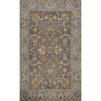 Hand Knotted Oriental 100% Wool Carpet Traditional Floral Purples Tabriz Area Rug - 6' 3'' X 4' 5''