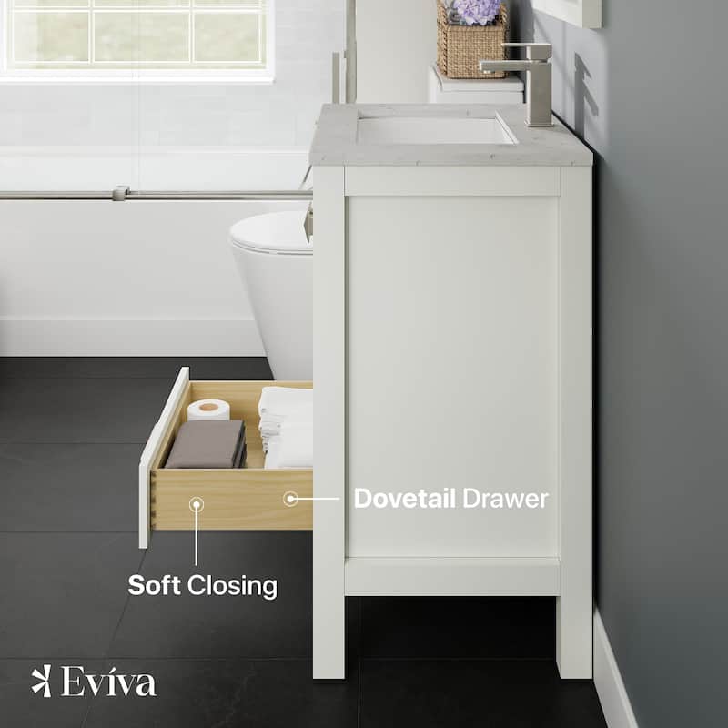 London 24"W Bath Vanity with Carrara Quartz Top & Undermount Sink