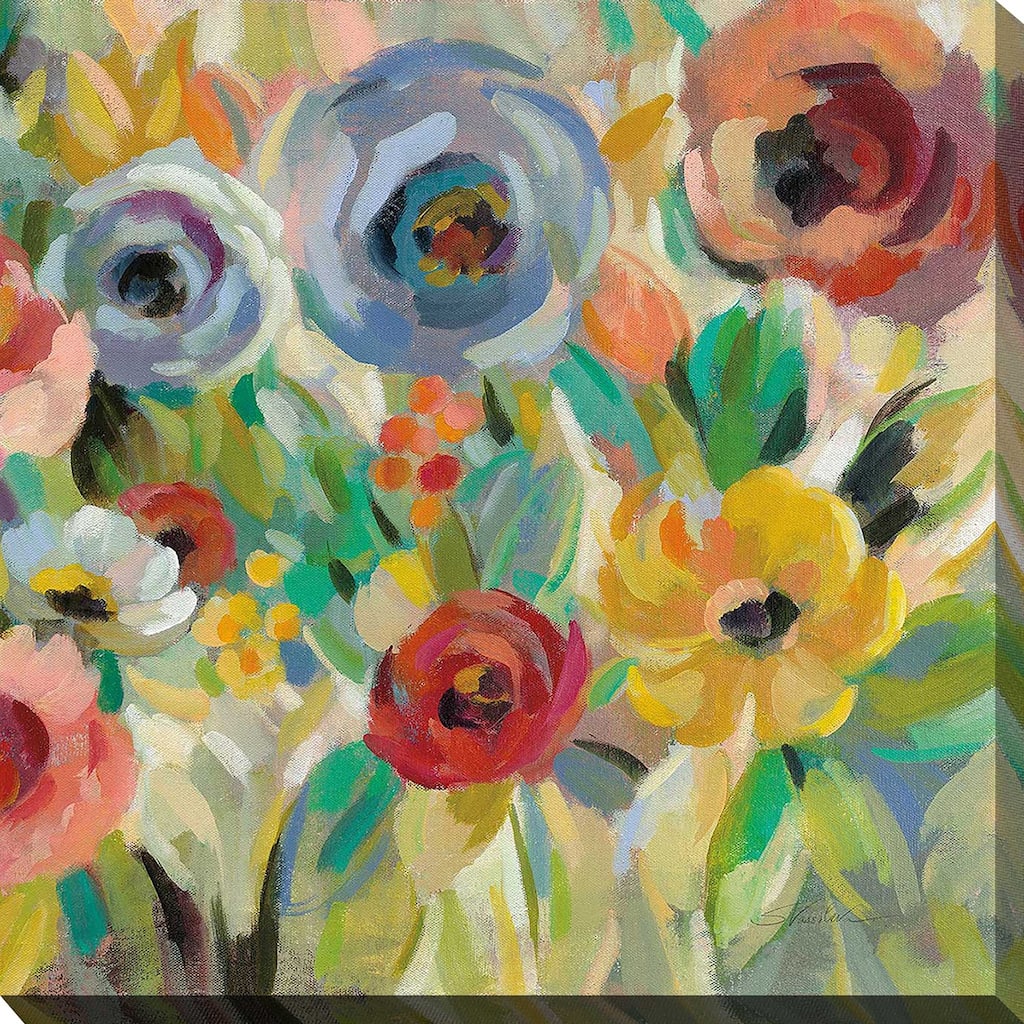 "Vivid Coral Floral I II" Print on Canvas