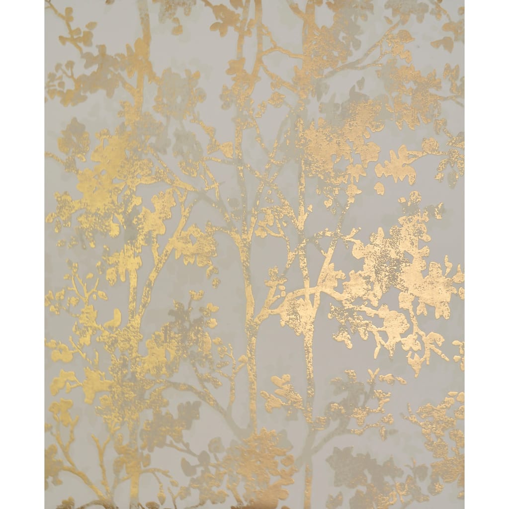 York Wallcoverings Shimmering Foliage Almond & Gold Wallpaper