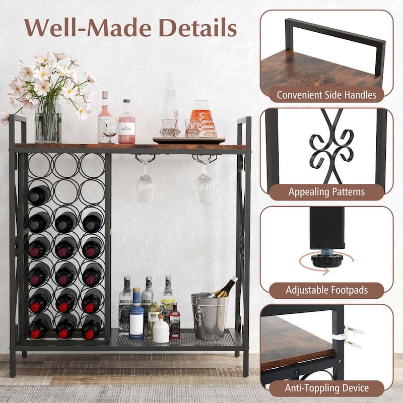 Costway 21 Bottle Wine Rack Freestanding Floor Wine Bottle Organizer - See Details