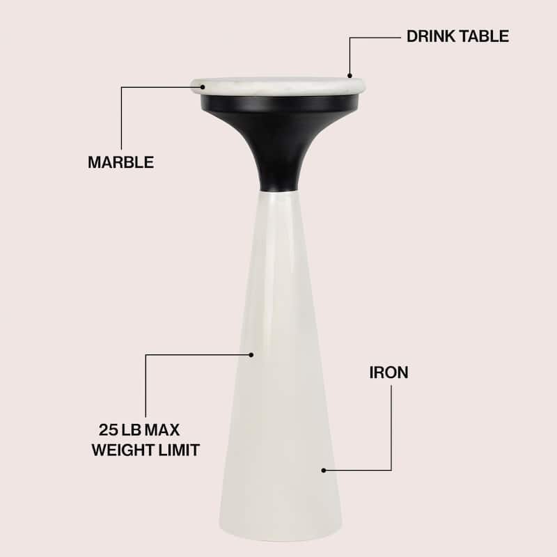 Vince 22.25" Drink Table with Marble Top, by JONATHAN Y