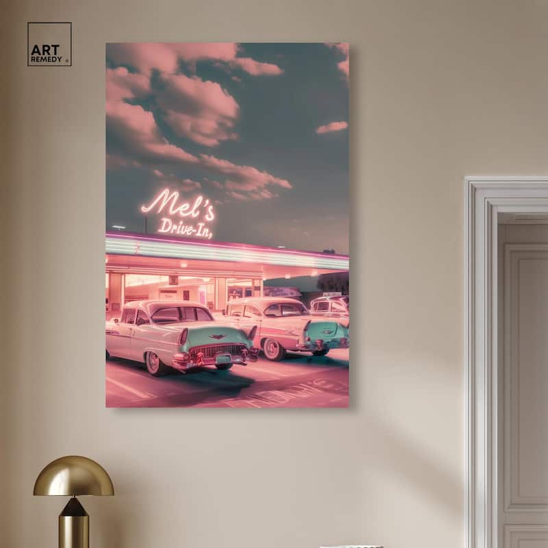 Drive In Stop Canvas by Art Remedy, Gallery Wrapped