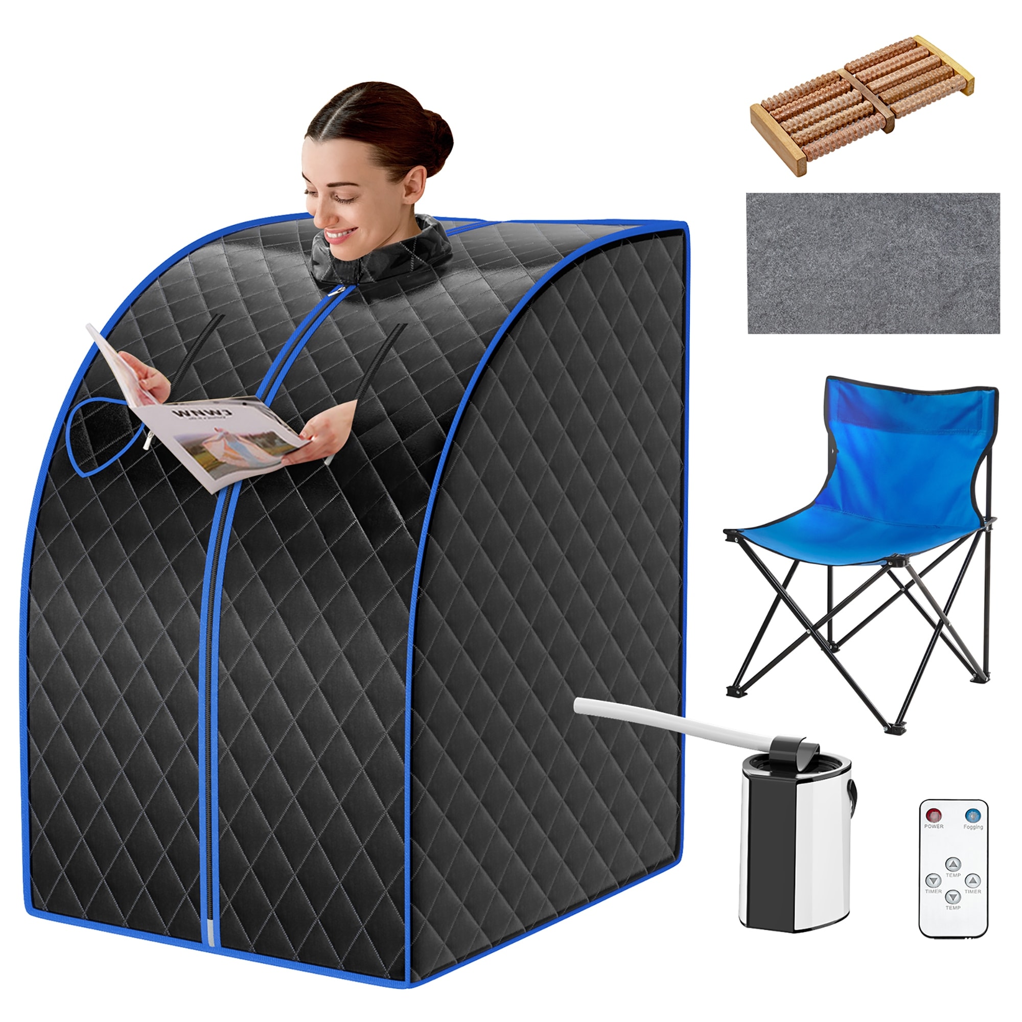 Costway Portable Steam Sauna w/ 9-gear Adjustable Temperature & Herbal
