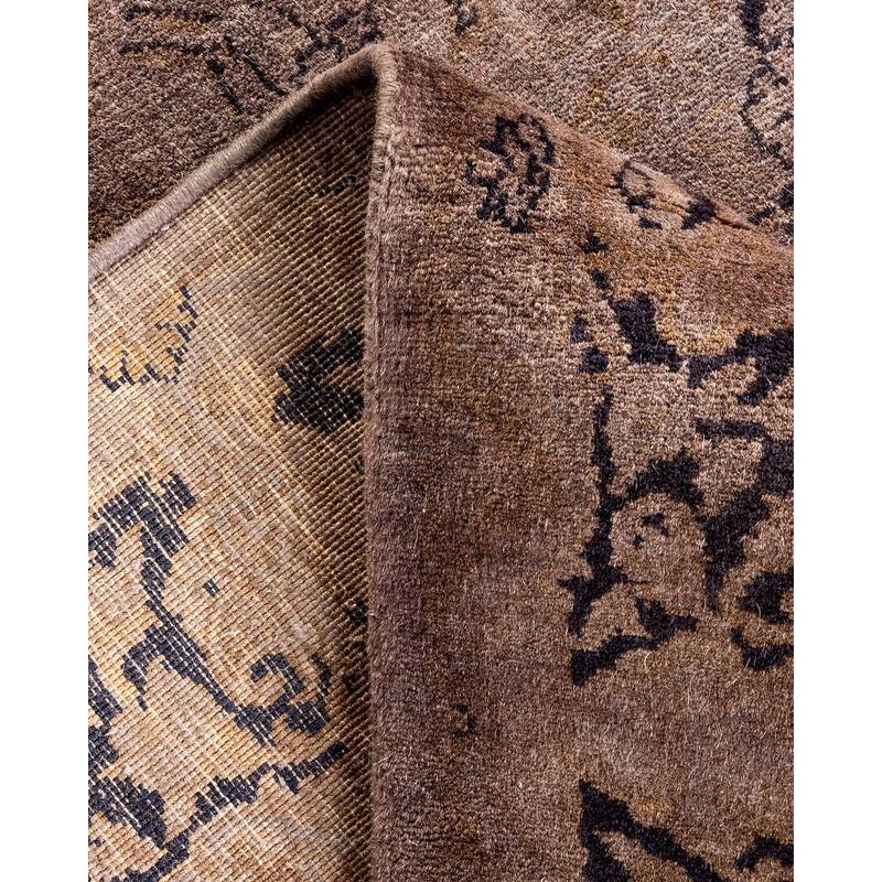 Overton Hand Knotted Wool Vintage Inspired Modern Contemporary Overdyed Brown Area Rug - 3' 2" x 5' 4"