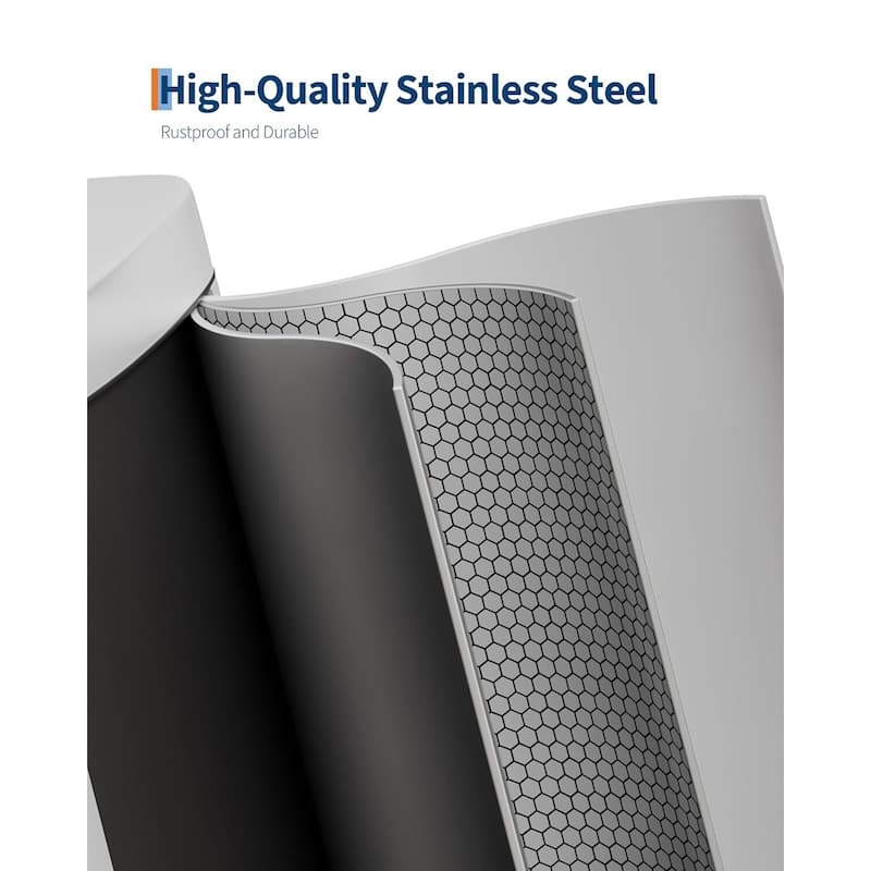 13 Gallon Step-on Stainless Steel Kitchen Trash Can, Rustproof Garbage Can with Lid