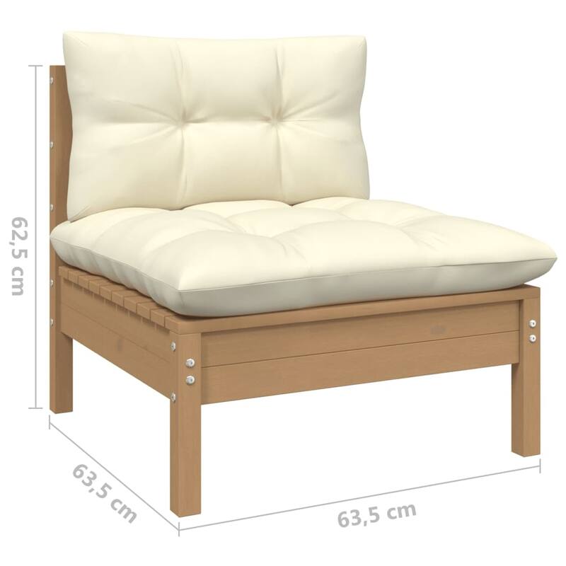 vidaXL Solid Pinewood Patio Lounge Set 7 Piece with Cushions Multi Colors