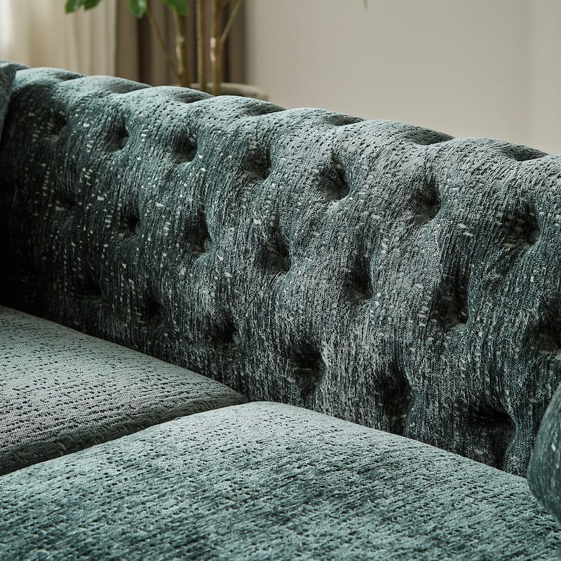 Classic Chesterfield 5-Seat Sofa with Nailhead Trim & Button Tufting, Chenille Upholstery