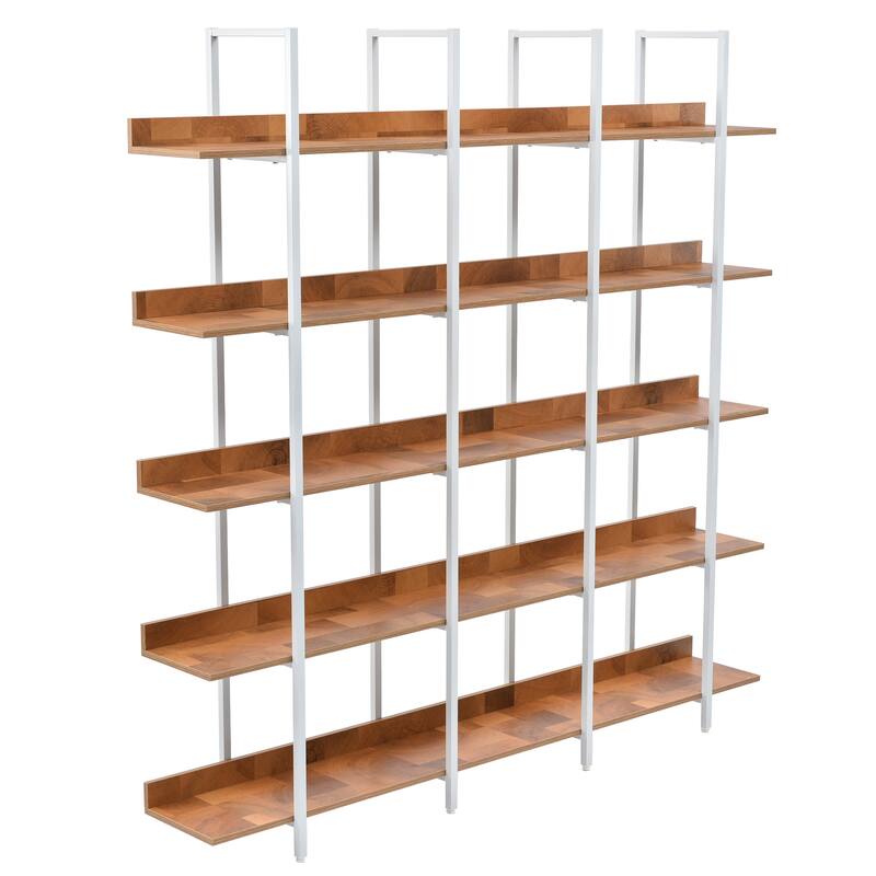5 Tier Bookshelf Office Bookshelf Metal Frame MDF Board
