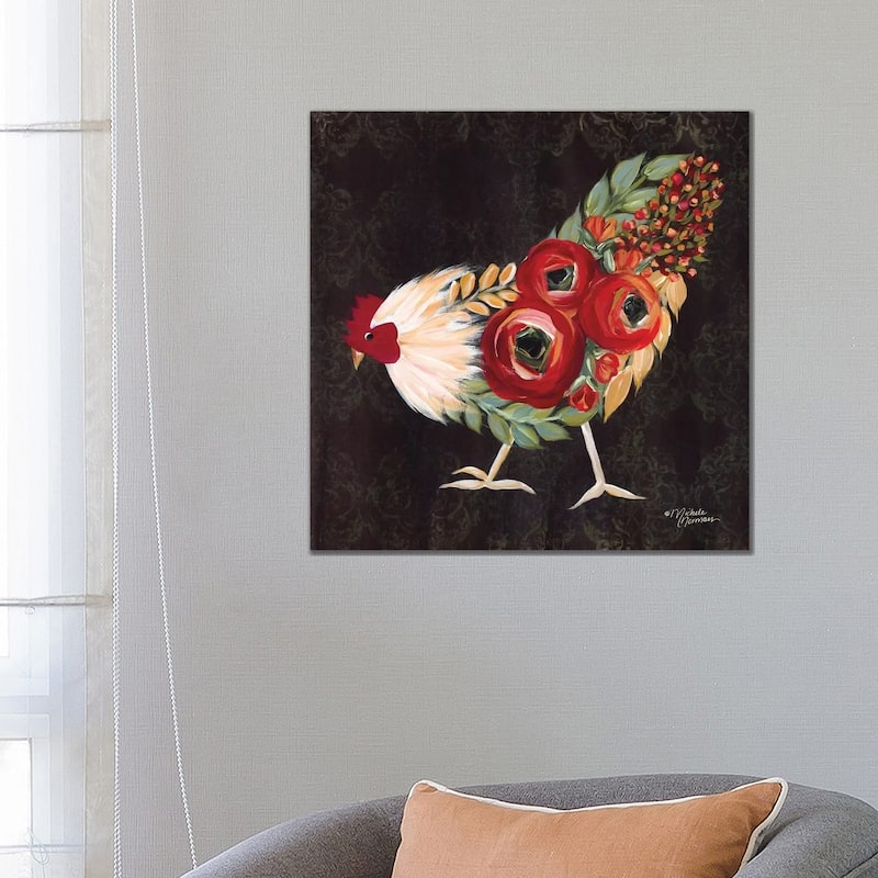 iCanvas "Botanical Rooster" by Michele Norman Canvas Print - 26x26x1.5