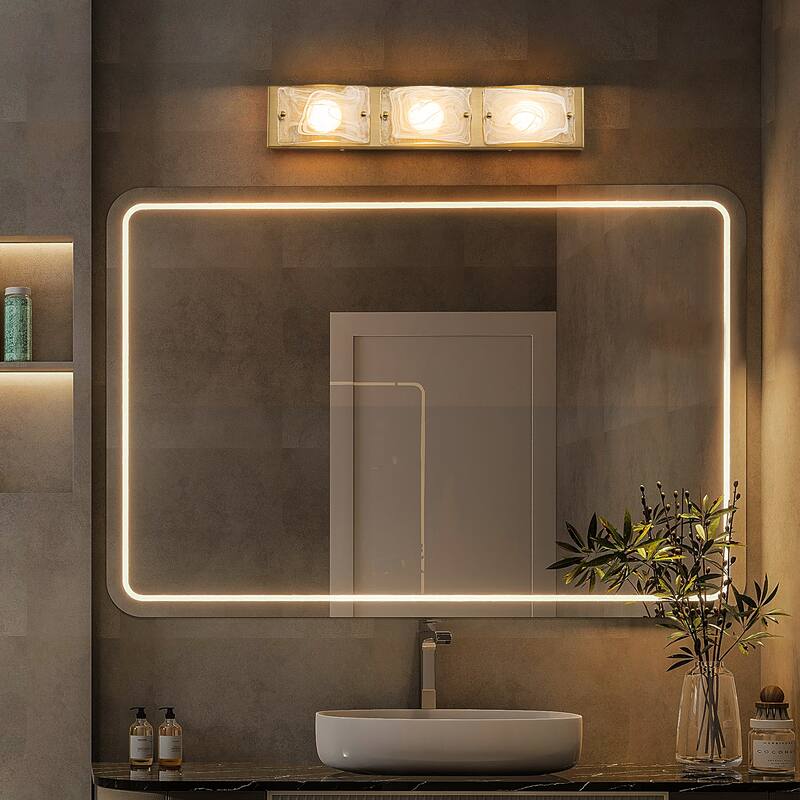 3-Light Modern Glass Bathroom Vanity Light with Handcrafted Curved Cloud Glass