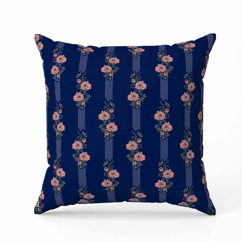 Floral Luminosity Indoor/Outdoor Reversible Throw Pillow Blue and Pink