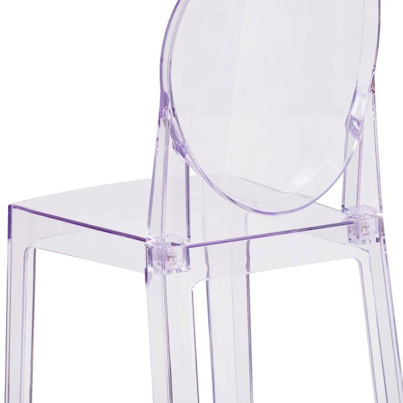 4 PK Counter Stool with Oval Back in Transparent Crystal - Wedding Chairs