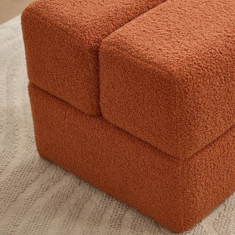 SEYNAR Modern 16.5''Faux Sherpa Square Cube Otttoman