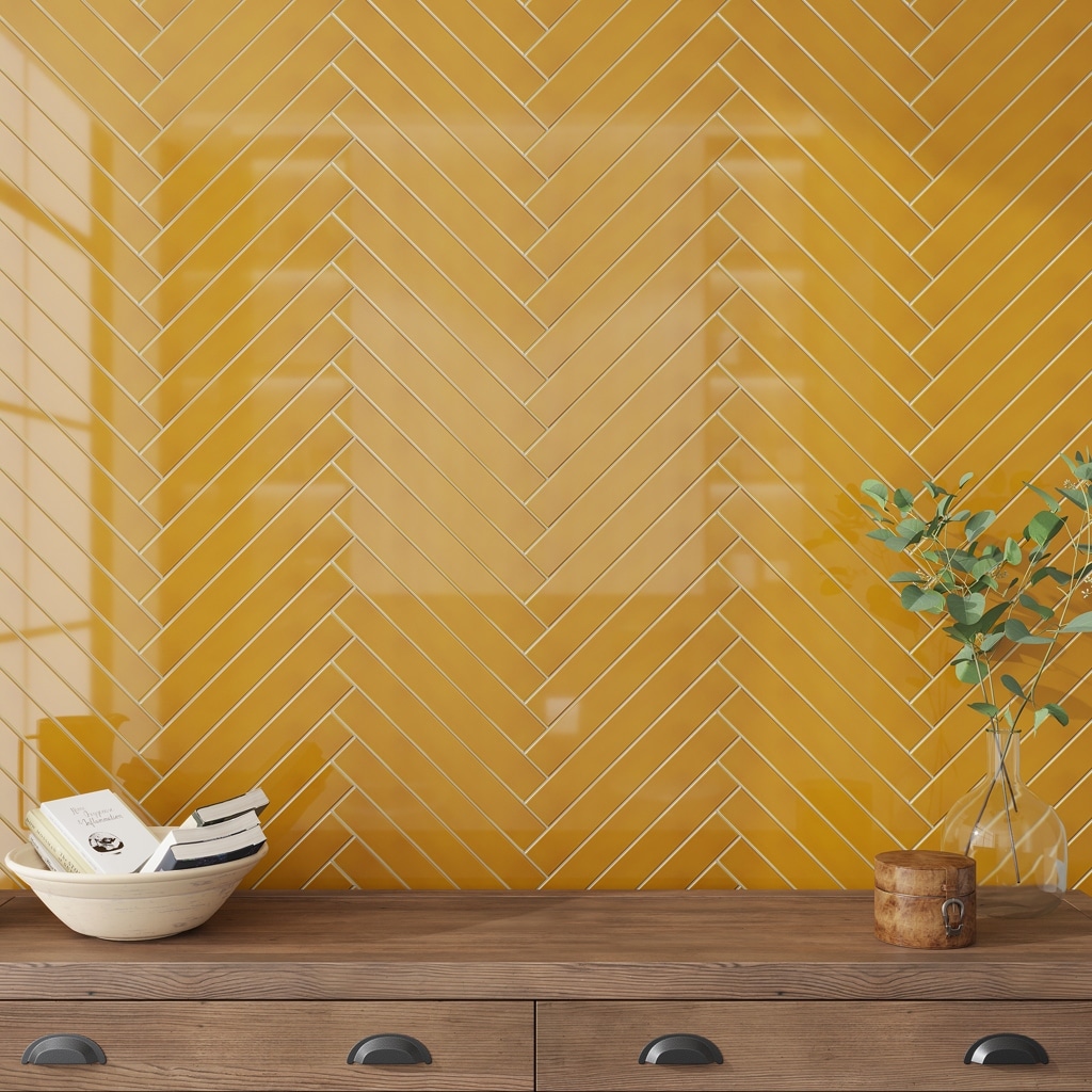 Apollo tile 2" x 16" Horizonte Glossy Honey Ceramic Tile (10.76 sq ft/case) - 50 Pack