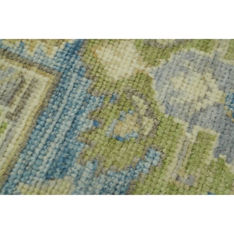 Handmade Gray Oushak Vegetable Dye Area Rug, Medallion Geometric Carpet - 9' 8'' X 8' 3''