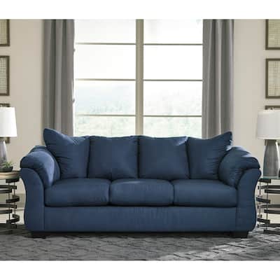 Aruca Navy Blue Microfiber Pillow-back Sofa