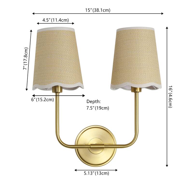 Lila Scalloped Fabric Shade/Metal LED Vanity Light