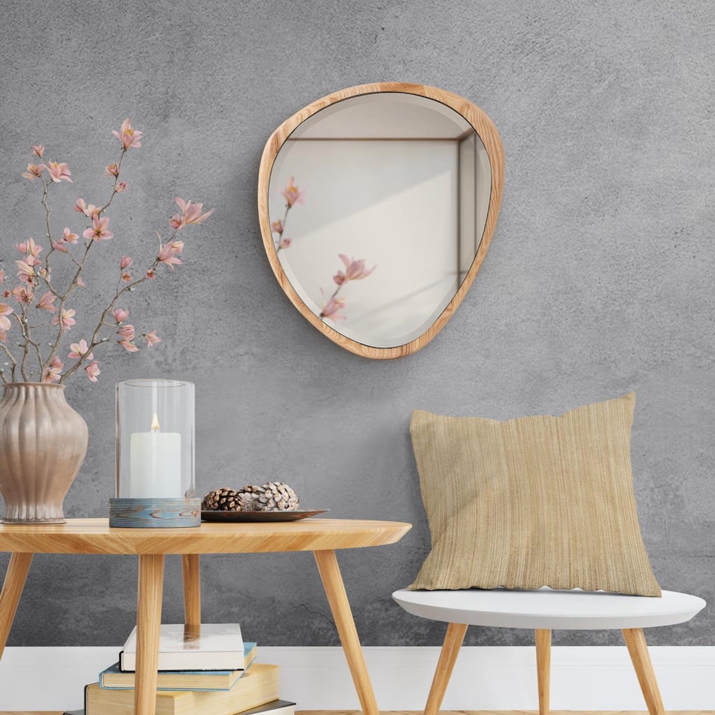 Allan Andrews Asymmetrical Bleached Oak Wood Framed Wall Mirror