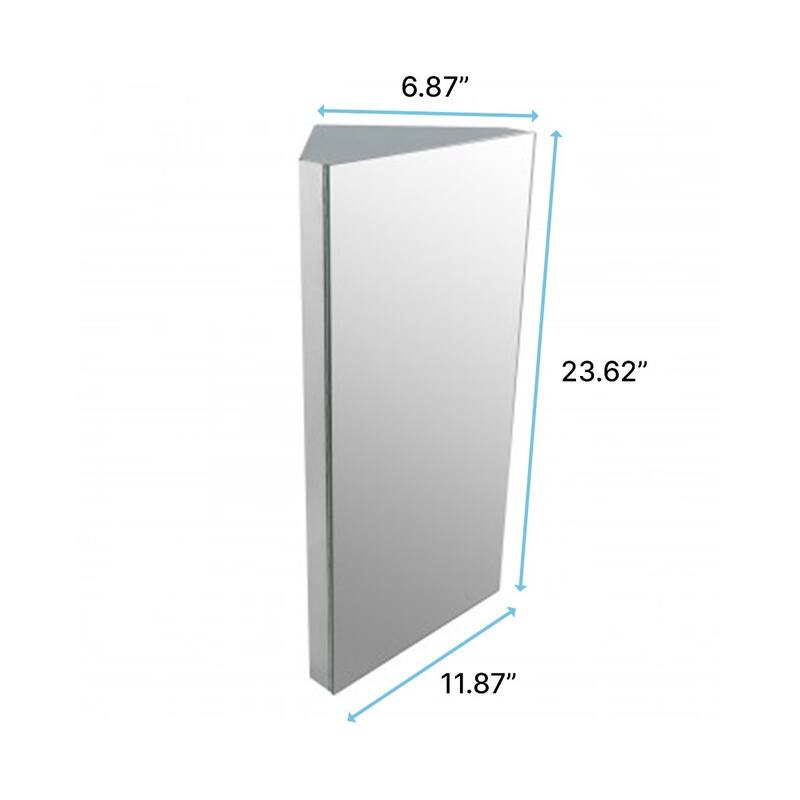 Infinity Stainless Steel Corner Medicine Cabinet Wall Mount 23.6" x 11.8" with Mirror - Polished - Silver