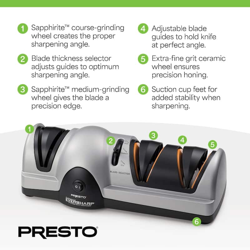 Presto Professional EverSharp Electric Knife Sharpener with 3-Stage Sharpening - Black