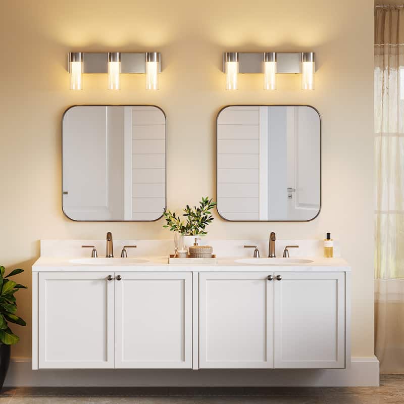 3-Light LED Bathroom Vanity Light Wall Sconces with Glass Shades