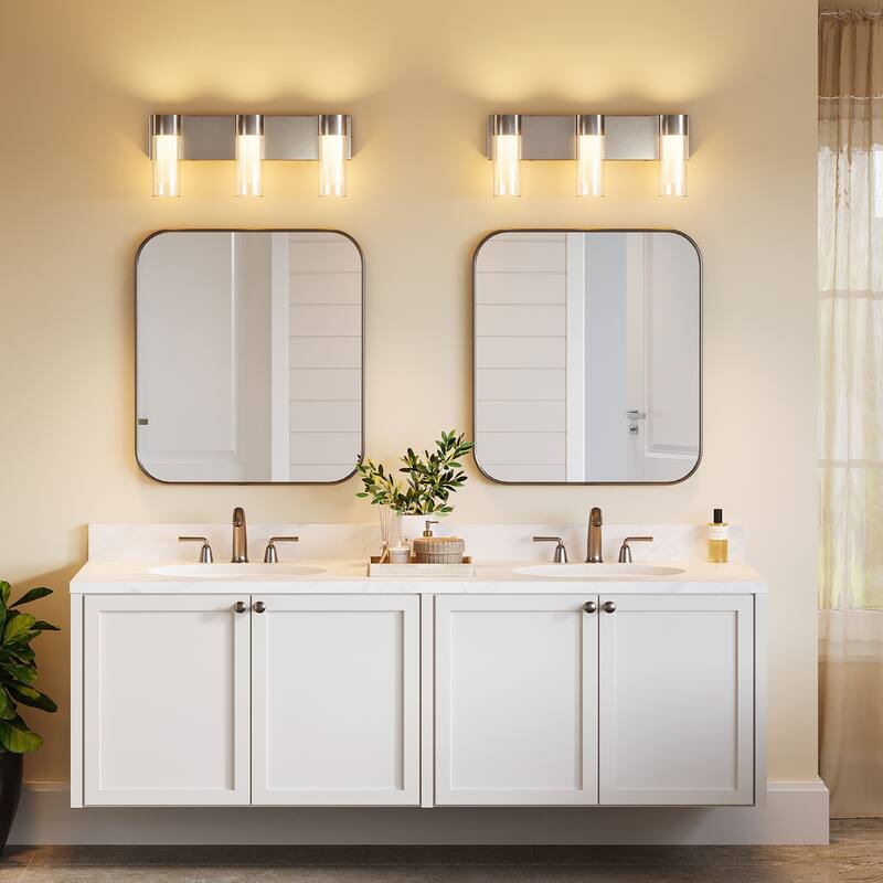 3-Light Vanity Lights Over Mirror, Wall Sconces with Clear Glass Shades for Bathroom Hallway Bedroom