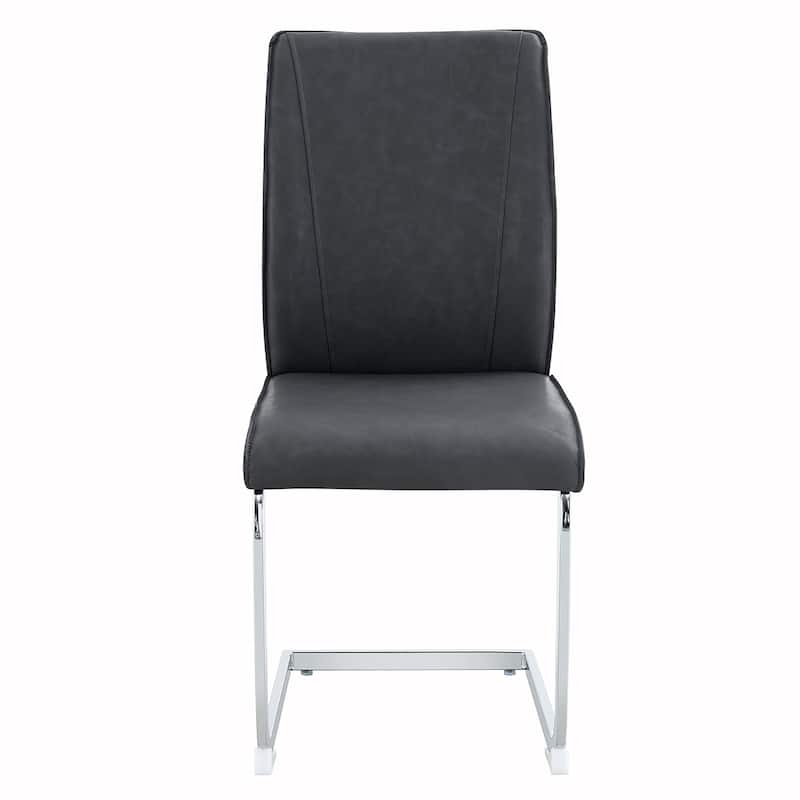 4PCS PU Dining Chairs With Silver Legs