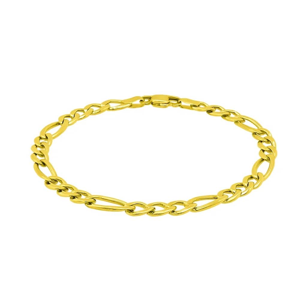 MayaMila 6.0mm 14k Yellow Gold Solid Figaro Bracelet
