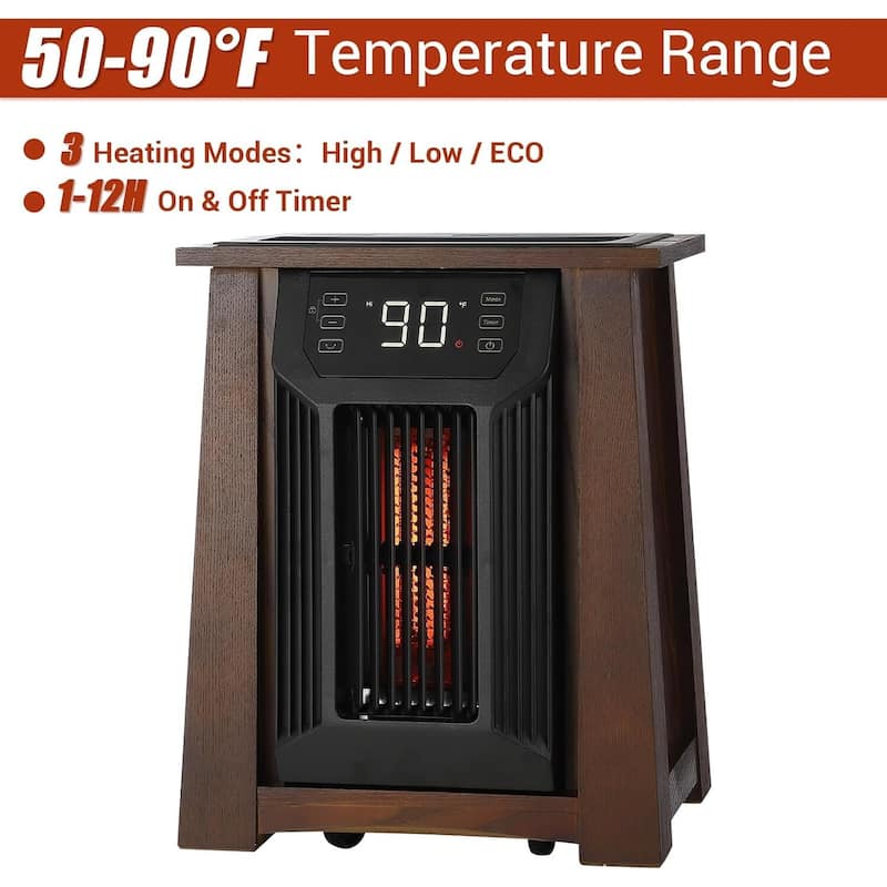 1500W Infrared Space Heater, with 8 Heating Quartz Elements