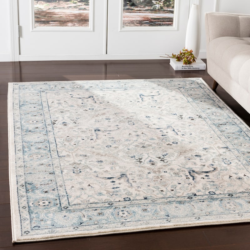 Annelie Teal & Grey Updated Traditional Area Rug - 3' x 5' - 3' x 5' - Teal
