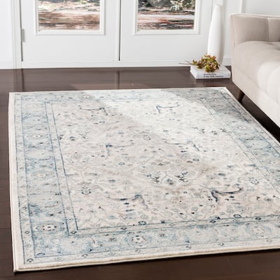Annelie Teal & Grey Updated Traditional Area Rug - 7'10" x 9'10"