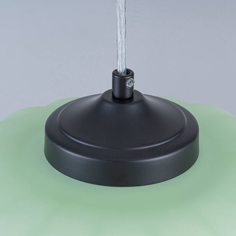 Modern 1-Light Green Lantern Glass Pendant Light for Kitchen Island, Dining Room