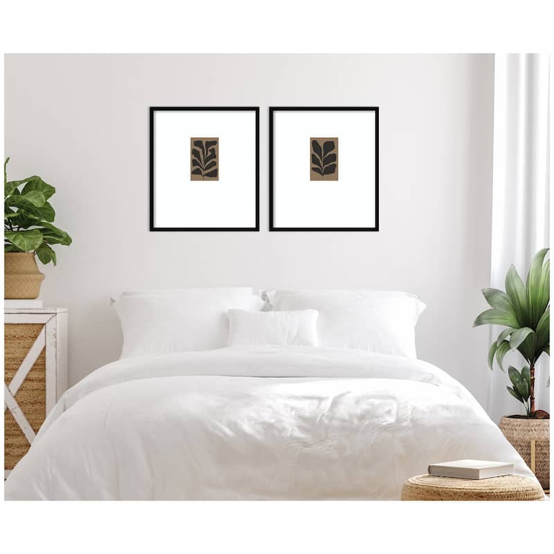 Kate and Laurel Floral Silhouette 01 & 02 2 Piece Framed Wall Art Print Set by Gabrielly Guedes