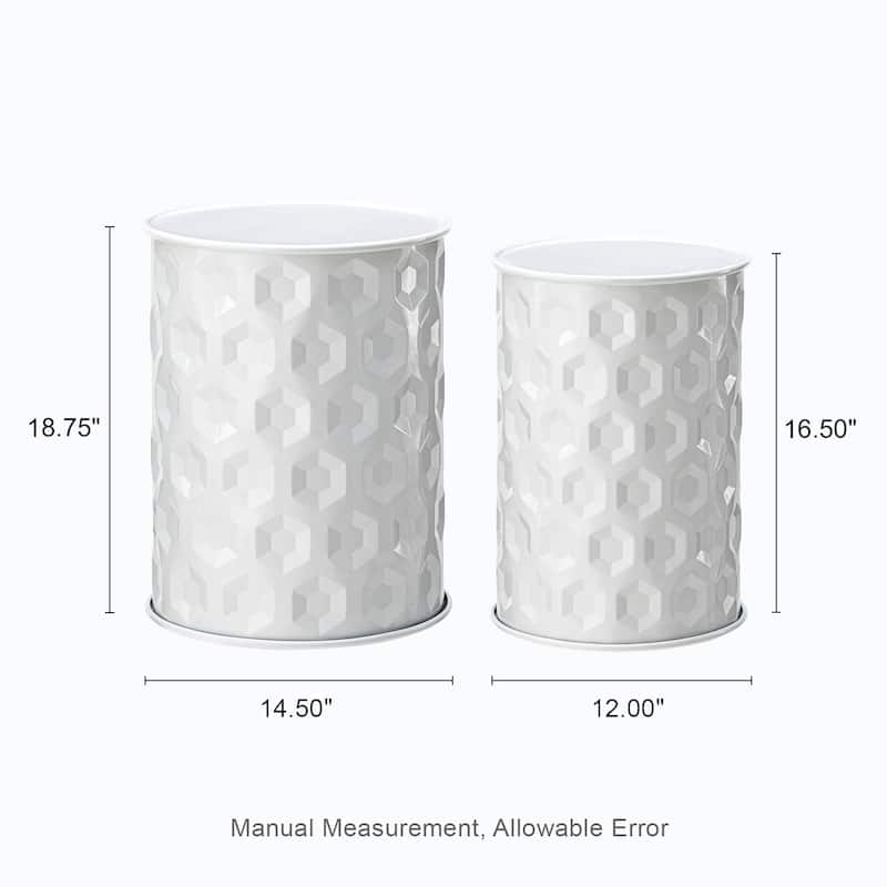 Glitzhome Set of 2 Glossy Black Metal Outdoor Table Accent Stool - 14.25"W x 14.25"D x 18.75"H
