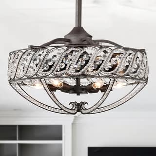 Sandi 24 Inch Glam Crystal Fandelier 6 Light with Remote