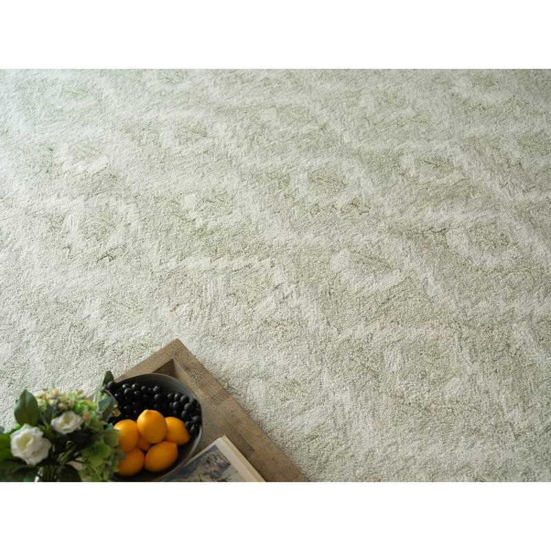 Bargello Light Green New Zealand Wool hand-tufted Area Rug