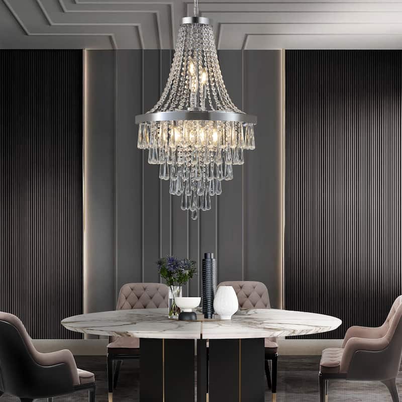 Chromium color Crystal Chandeliers,Large Contemporary Luxury Ceiling Lighting - Chrome