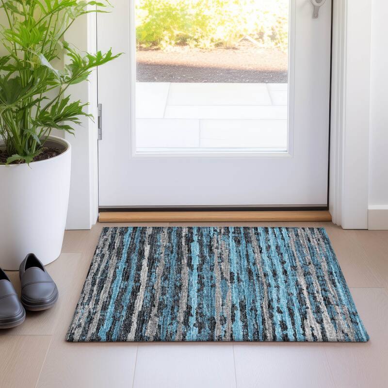 Premium Washable Super Soft Modern Ombre Stripes Mayfield Rug - Peacock - 1' 8" x 2' 6" - Rectangle