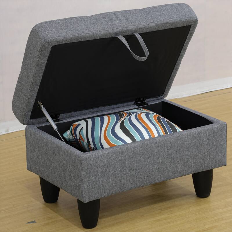 KISRAIS 28.5" Wide Upholstered Storage Ottoman