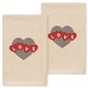 preview thumbnail 3 of 4, Authentic Hotel and Spa Love Hearts Embroidered Luxury 100% Turkish Cotton Hand Towels (Set of 2) Sand