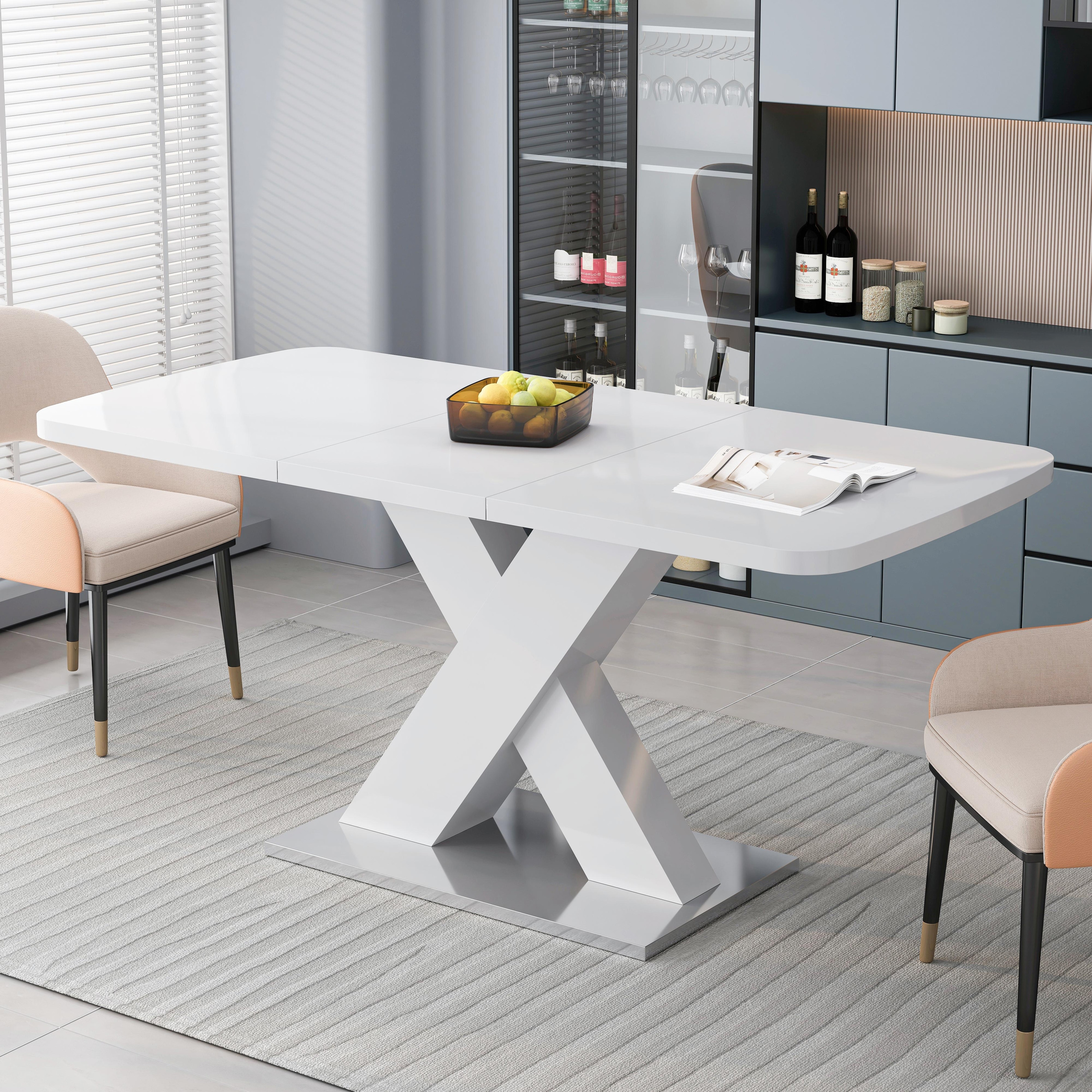 Modern Square Dining Table with Stretchable Design