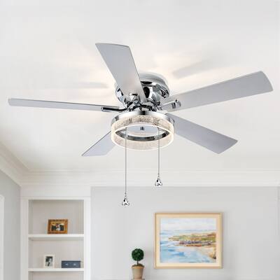 52-In Modern Nickel Ceiling Fan with Lights and Pull Chain (5-Blade)