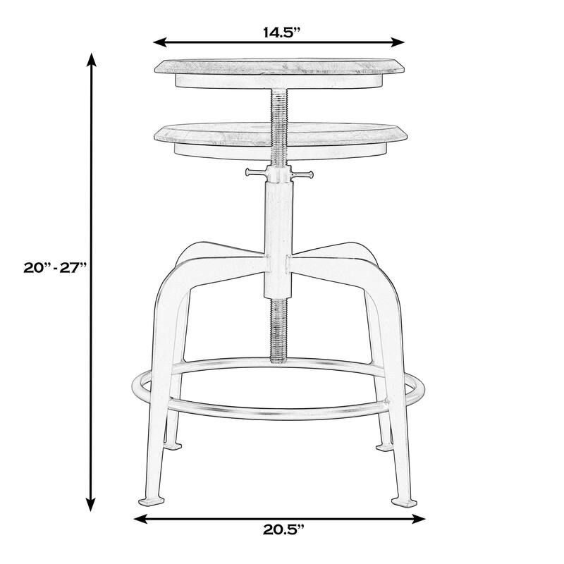 Edison 20-27 in. Adjustable Seat Height Iron and Wood Bar Stool