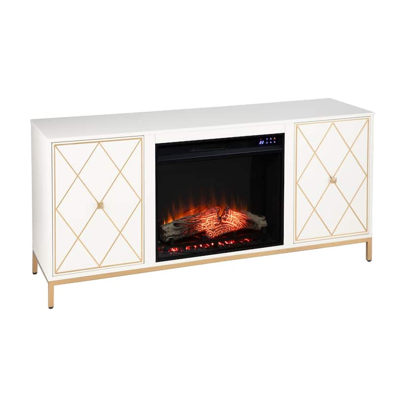 SEI Furniture Marradi Modern Media TV Stand with Storage & Electric Fireplace Insert