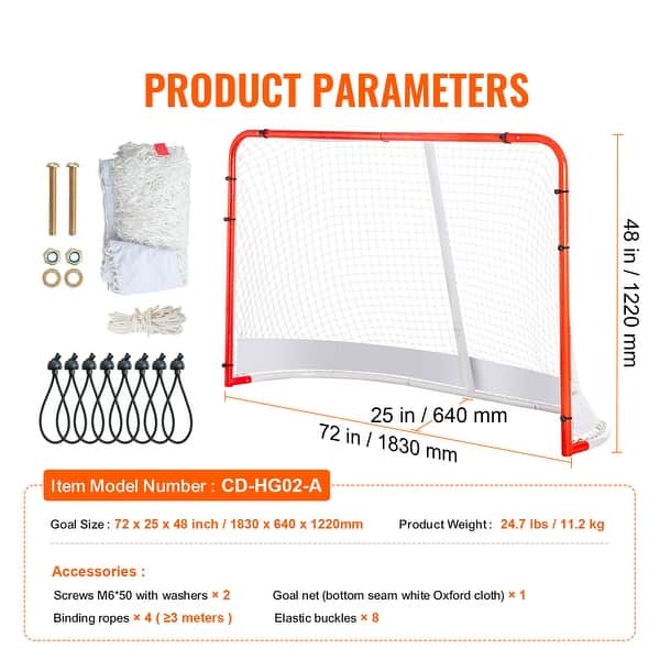 dimension image slide 2 of 3, Street Hockey Net Portable Hockey Goal with Net, Easy Assemble