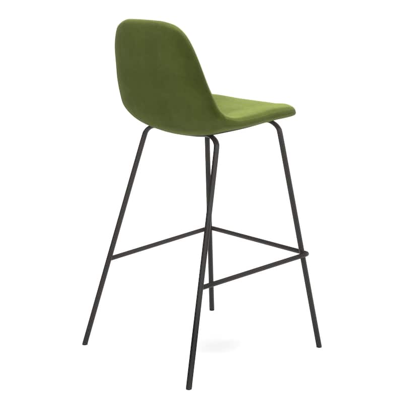Maxine Velvet Counter Height Stools Black Legs (Set of 2)