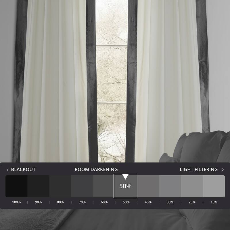 Exclusive Fabrics Fresh Pop Dobby Taffeta Side Bordered Light Filtering Curtains for Bedroom & Living Room Curtains (1 Panel)